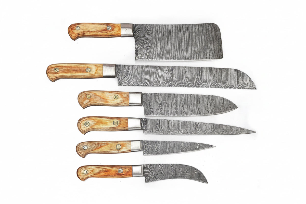 Custom Handmade Damascus blade 6 pc's kitchen knives set/Perfect Gift DK-357