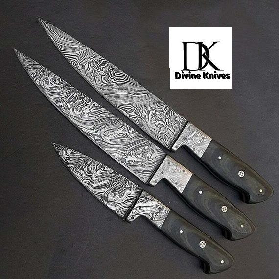 Beautiful Custom Made Forged Damascus Steel Chef knifes DK-0224