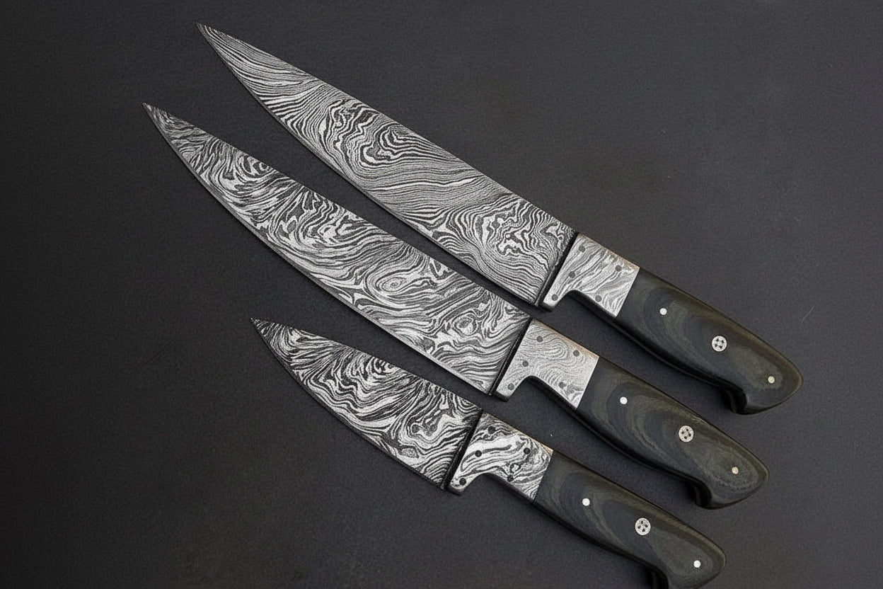 Beautiful Custom Made Forged Damascus Steel Chef knifes DK-0224