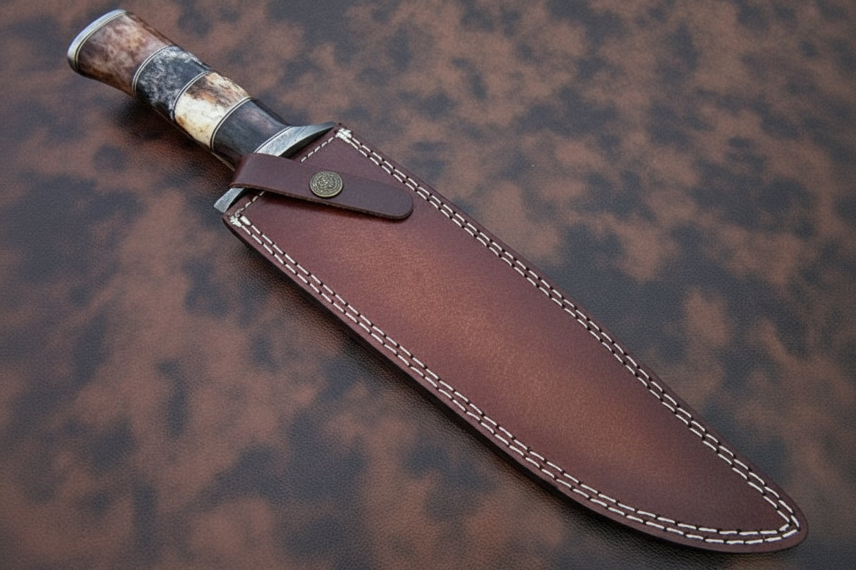 Custom Handmade Bowie Knife Damascus Steel | Hunting Knives DK_044