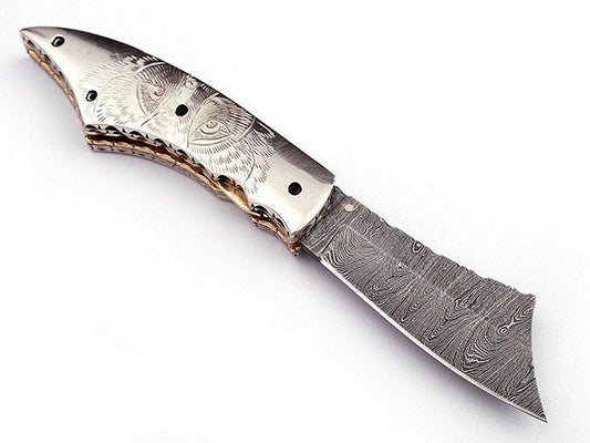 Handmade Folding Knife Damascus Steel DK_0490