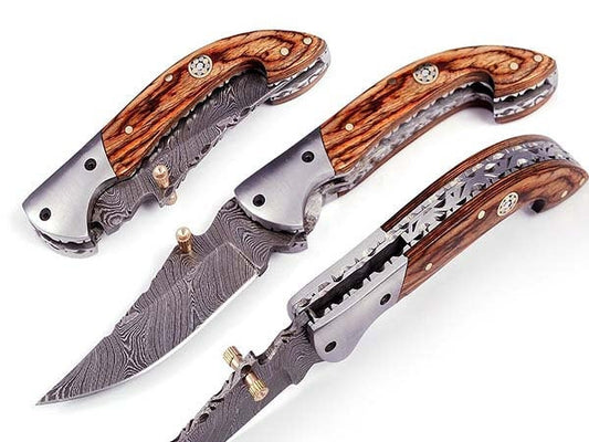 Handmade Folding Knife Damascus Steel