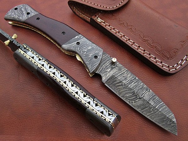 Handmade Folding Knife Damascus Steel DK_0492