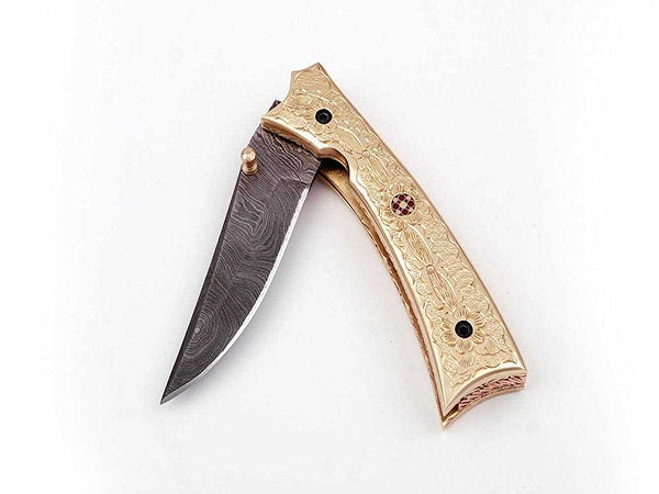 Handmade Folding Knife Damascus Steel DK_0494