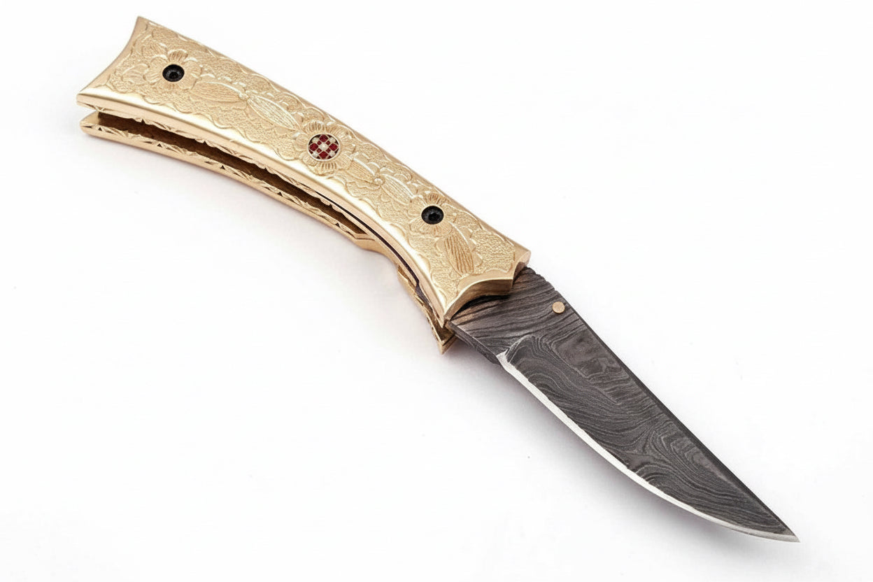 Handmade Folding Knife Damascus Steel DK_0494
