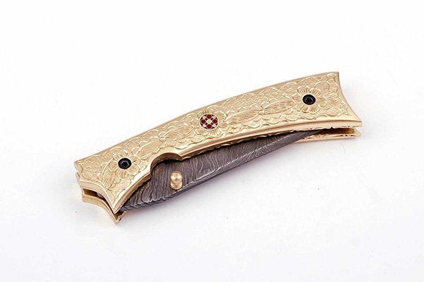 Handmade Folding Knife Damascus Steel DK_0494