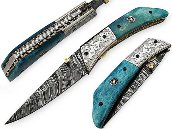Handmade Folding Knife Damascus Steel DK-0495