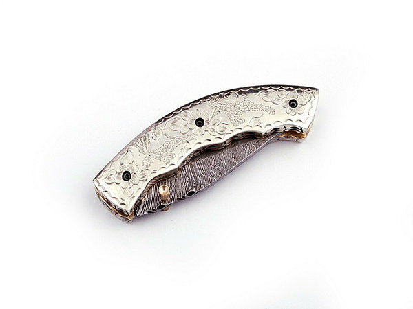 Handmade Folding Knife Damascus Steel