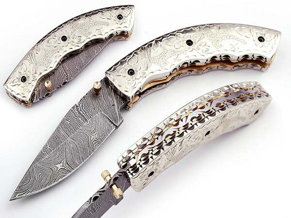 Handmade Folding Knife Damascus Steel