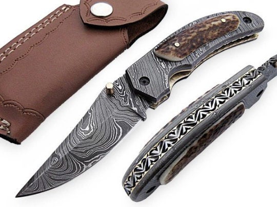 Folding Knife Handmade Knife Damascus Steel