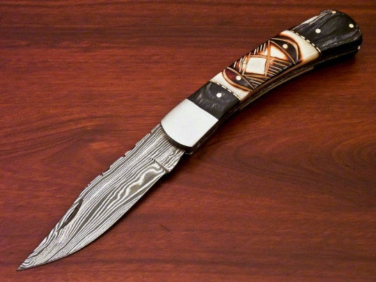 folding knife Custom Handmade Damascus Steel folding knife Christmas gift