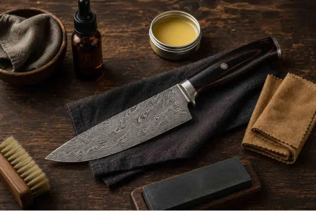 Damascus Knife Maintenance Guide Clean Sharpen and Protect