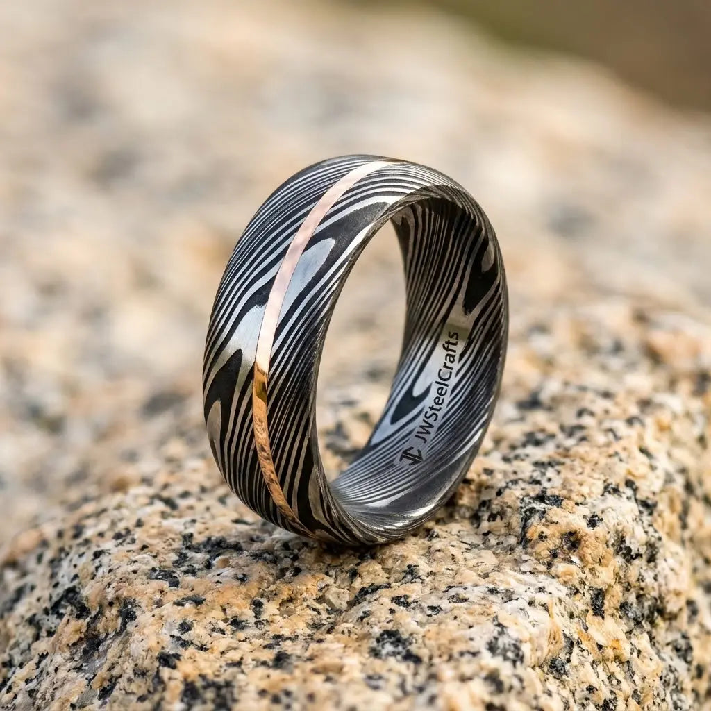 Handmade Damascus Steel Rings for Mother’s Day 2027 Gifts