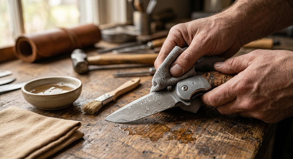Care for a Damascus Folding Knife: Cleaning