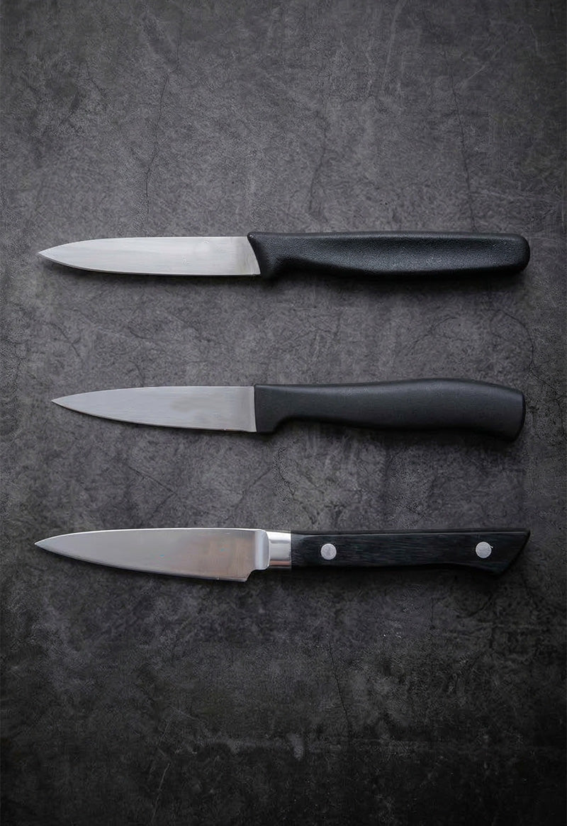 Handmade stainless steel paring knife set with black handles – JW Steel Crafts custom professional paring knife collection