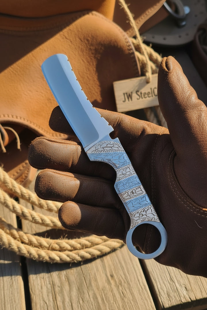 Ironloop Prairie Bull Cutter Knife 7" Handmade Mirror Polished