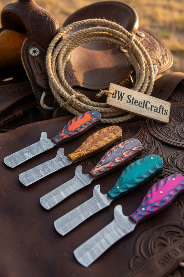 Rainbow Ridge Bull Cutter Set of 5 Handmade High Carbon Steel 7 inches