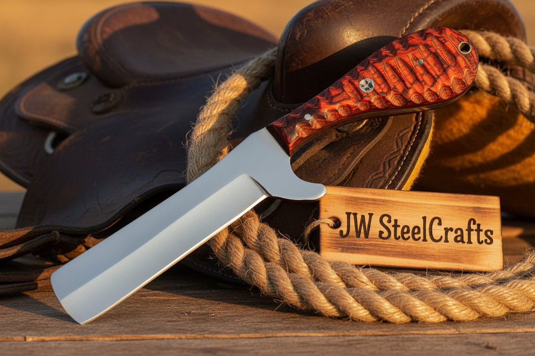 Crimson Grain Bull Cutter Knife 7" Handmade High Carbon Steel with wood handle