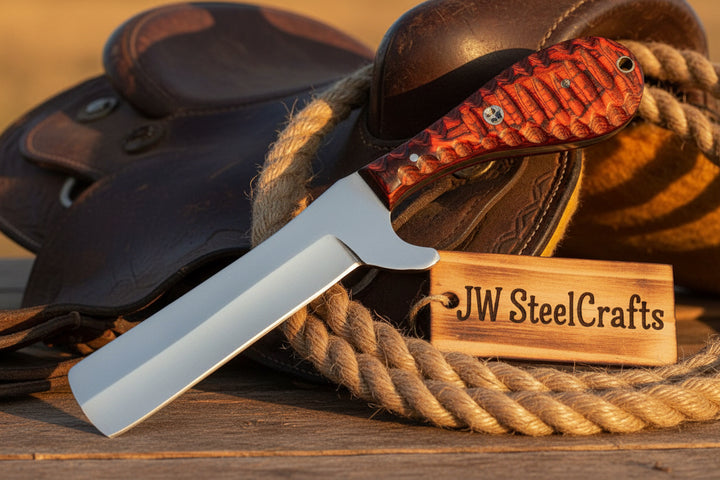 Crimson Grain Bull Cutter Knife 7" Handmade High Carbon Steel with wood handle