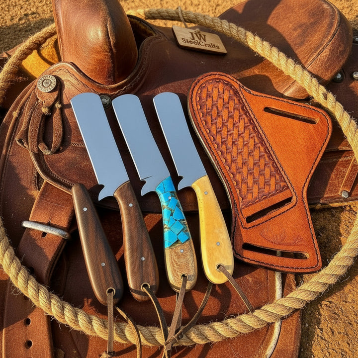 Trailhand Bull Cutter Trio Knife 7" Handmade High Carbon Set of 3