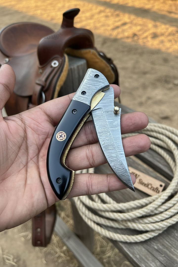 Darkridge Talon Folder Knife 8" Handmade Damascus Steel Hawkbill Blade