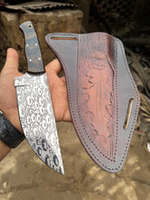 Load image into Gallery viewer, 10&quot; Full‑Tang Hunting Knife – Acid‑Etched Stainless Blade, Resin Handle &amp; Leather Sheath