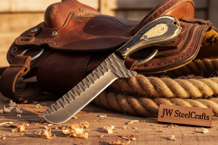 Ranchero Bull Cutter Knife 7" Handmade Damascus Tanto Point