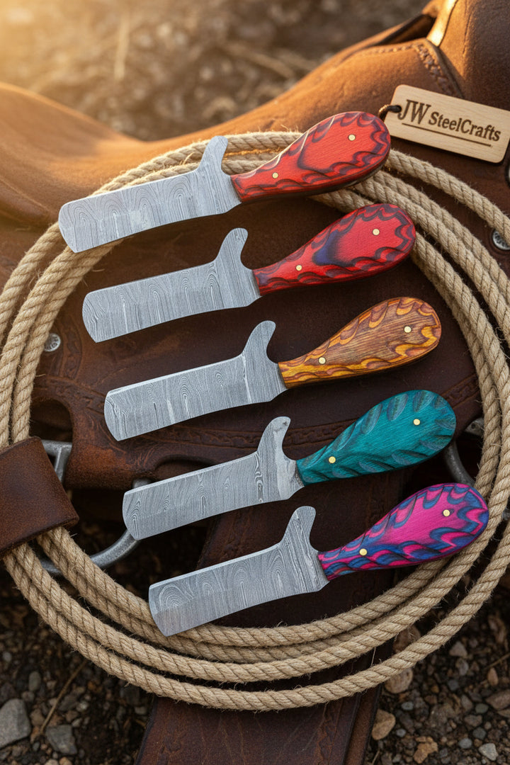 Rainbow Ridge Bull Cutter Set of 5 Handmade High Carbon Steel 7 inches