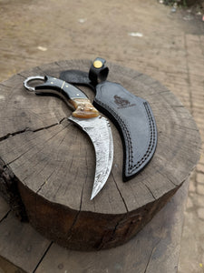 Handmade Custom Damascus Karambit Knife.