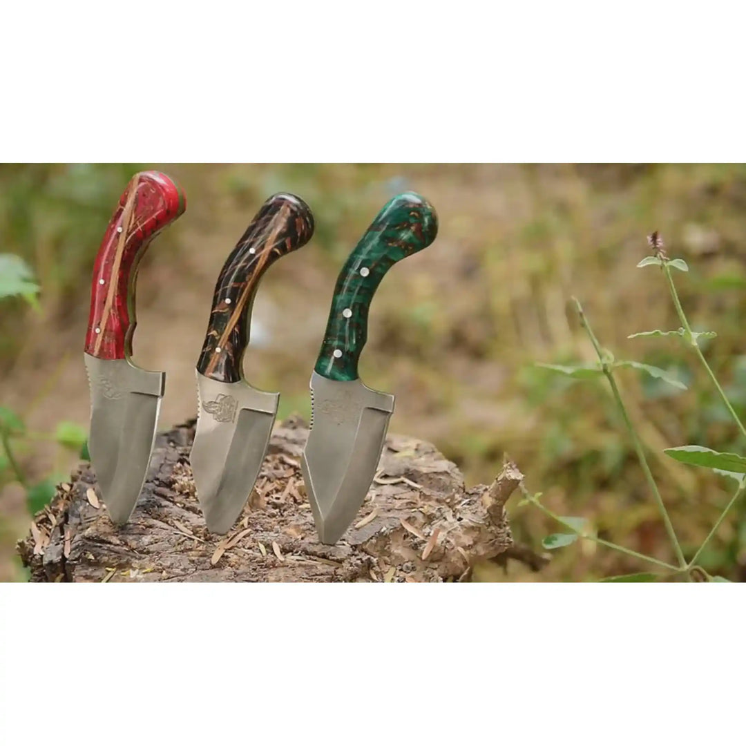 Acid Washed Stainless Steel Hunting Knife – Pinecone Handle | Outdoor &amp; Camping Knife