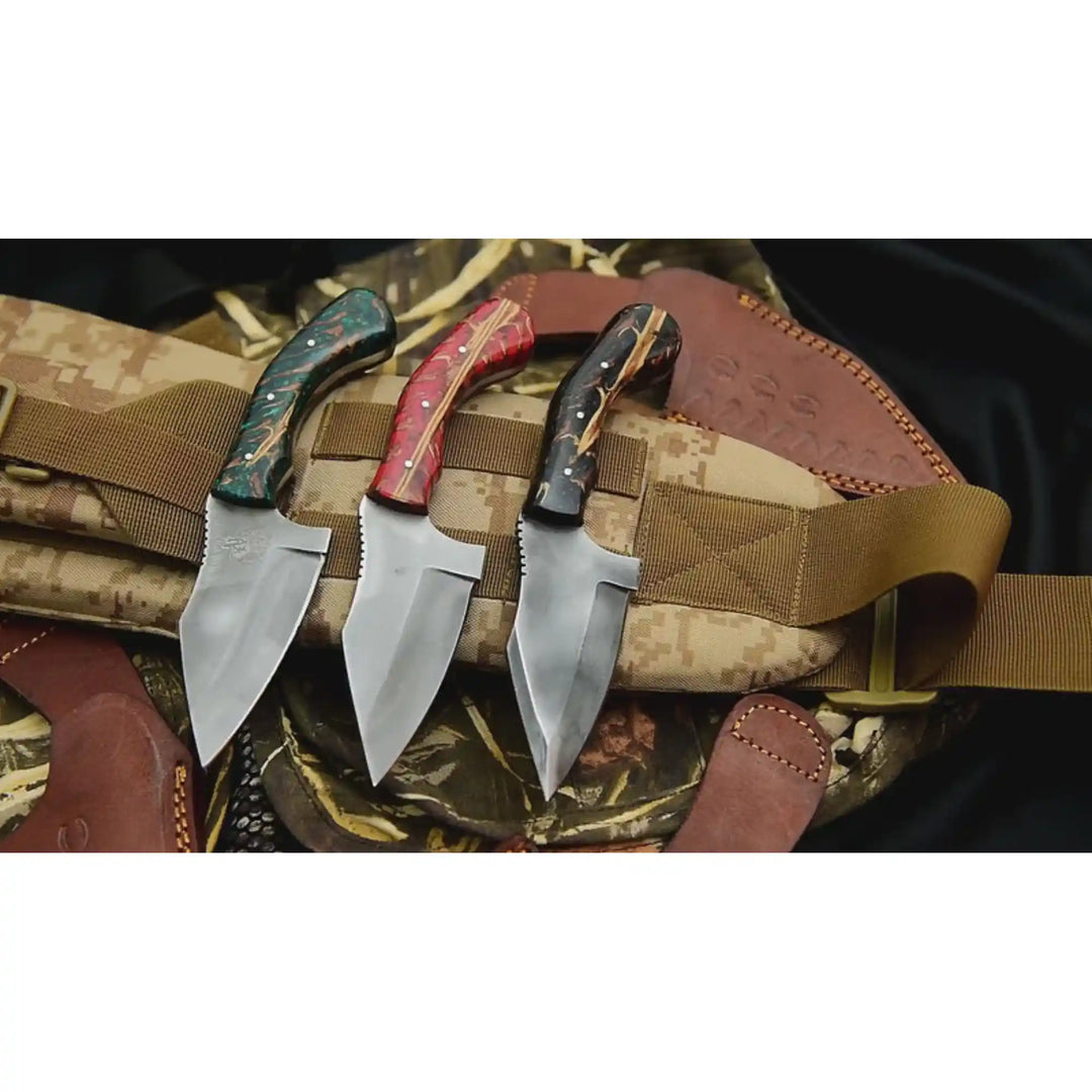 Acid Washed Stainless Steel Hunting Knife – Pinecone Handle | Outdoor &amp; Camping Knife