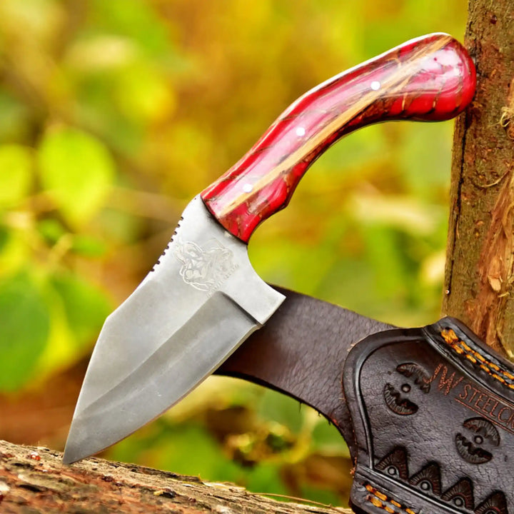Acid Washed Stainless Steel Hunting Knife – Pinecone Handle | Outdoor &amp; Camping Knife