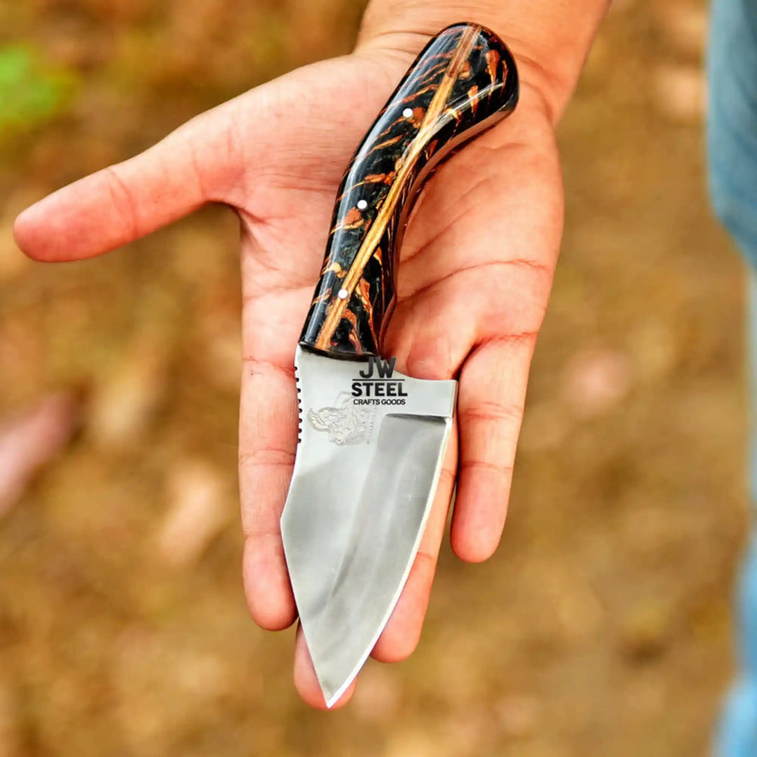 Acid Washed Stainless Steel Hunting Knife – Pinecone Handle | Outdoor &amp; Camping Knife