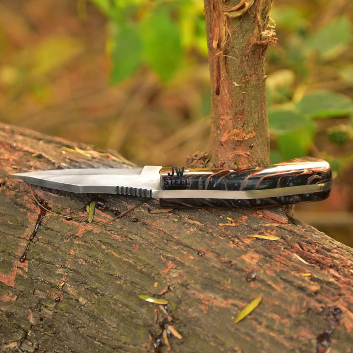 Acid Washed Stainless Steel Hunting Knife – Pinecone Handle | Outdoor &amp; Camping Knife