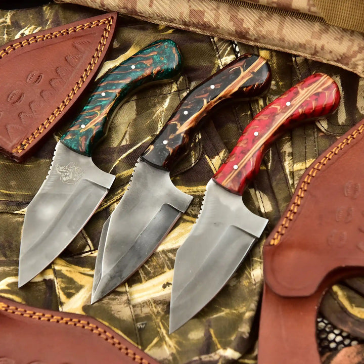 Acid Washed Stainless Steel Hunting Knife – Pinecone Handle | Outdoor &amp; Camping Knife