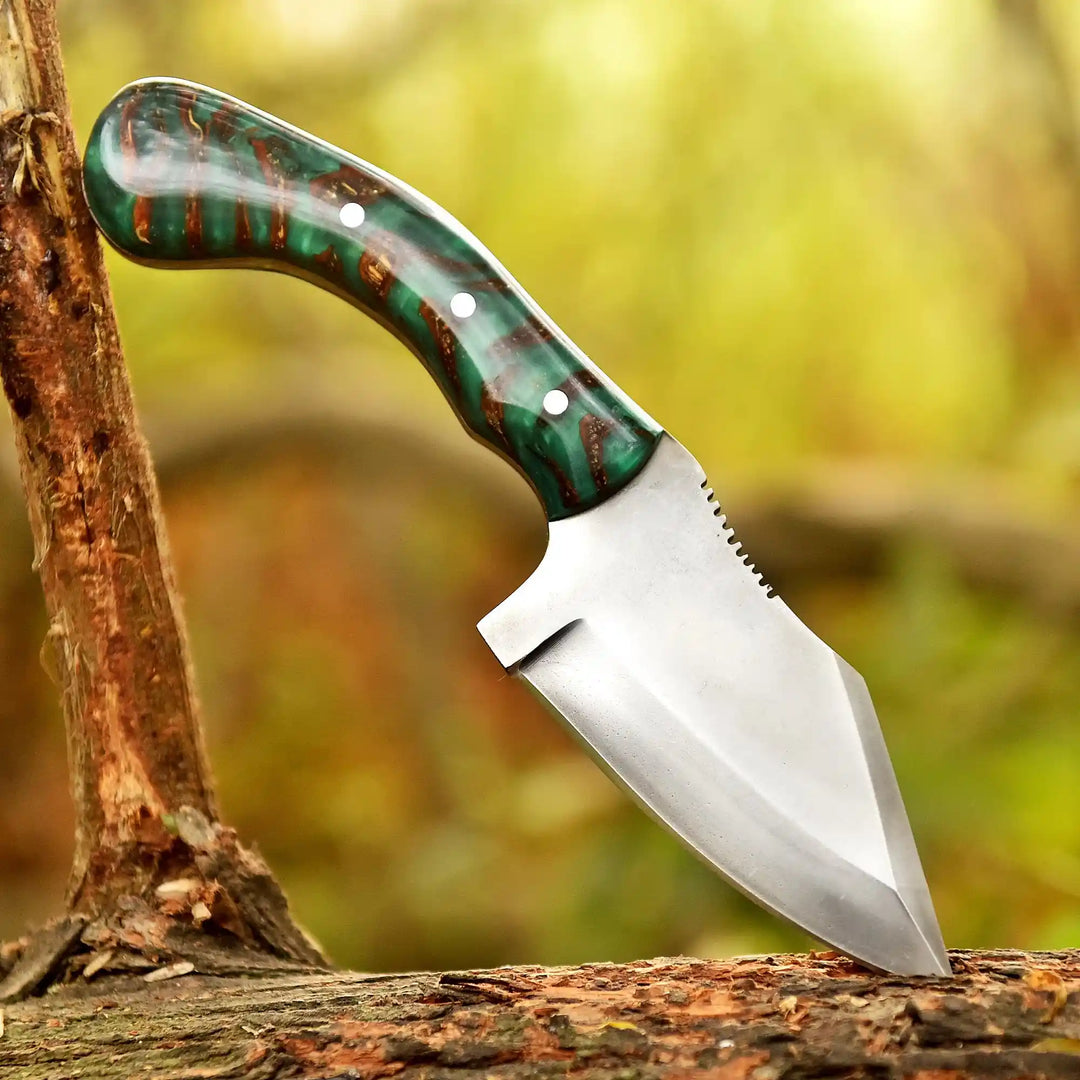 Acid Washed Stainless Steel Hunting Knife – Pinecone Handle | Outdoor &amp; Camping Knife