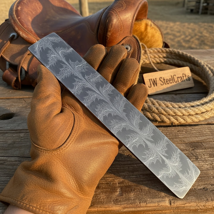 Frostleaf Damascus Billet 14" Handmade Feather Leaf Pattern