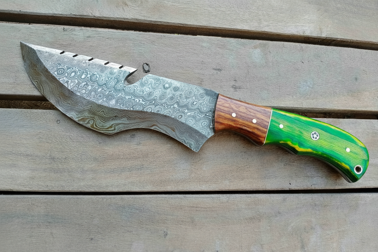 CUSTOM MADE TRACKER KNIFE WITH WOOD HANDLE