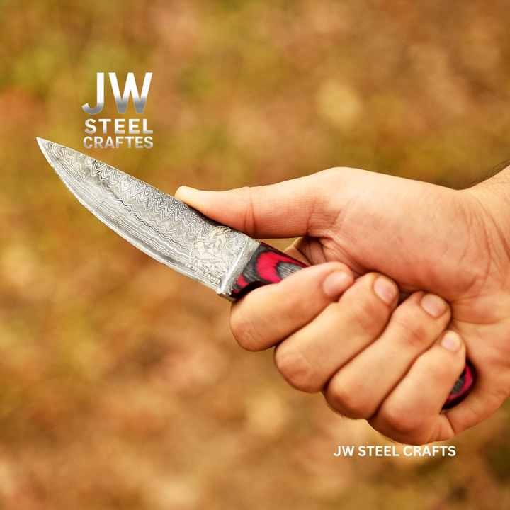 Twilight Resin Bushcraft Knife 8" Pink &amp; Blue Pakka Wood Handle | JW SteelCrafts