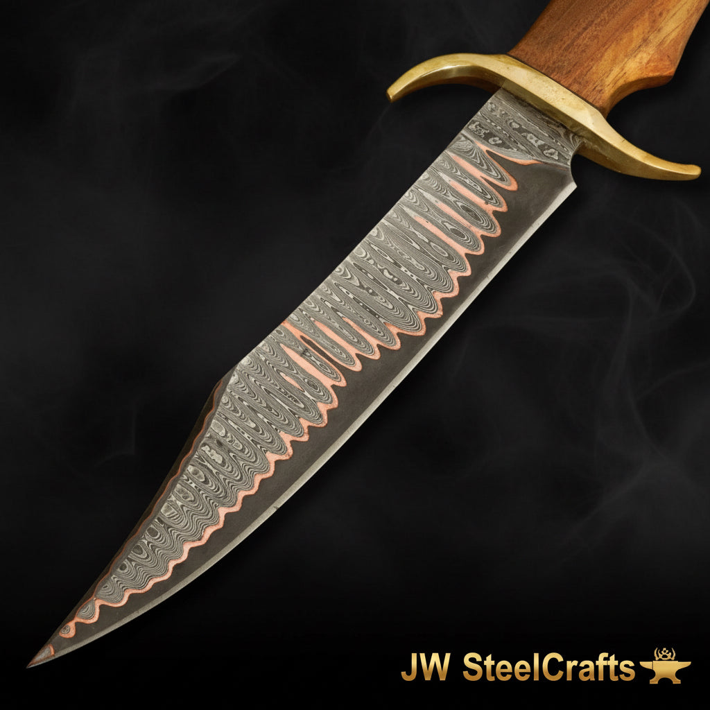 Timberland Trapper Bowie Knife 10" Handmade Damascus Presentation Box