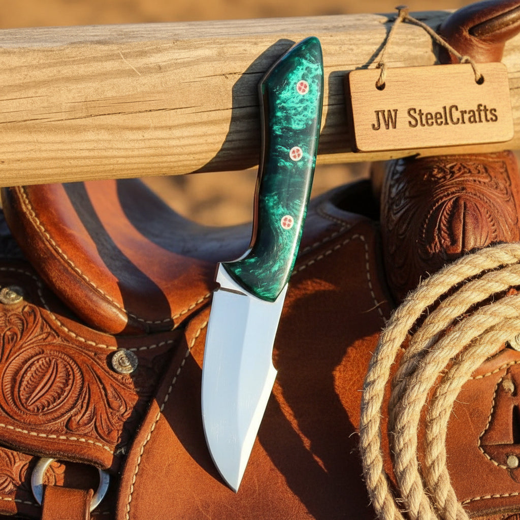 Emerald Range Skinner Knife 8" Handmade Stainless Marbled Resin handle