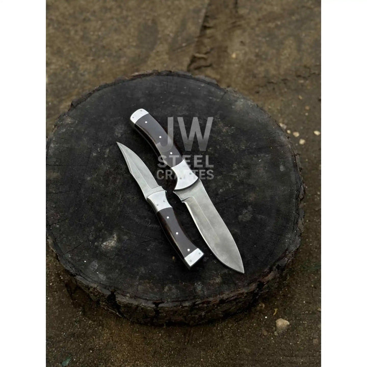 3 - Piece Handmade Steel Kitchen &amp; Outdoor Utility Knife Set – Dark Wood Handles handmade Handmade Chef Knife Sets by JW SteelCrafts