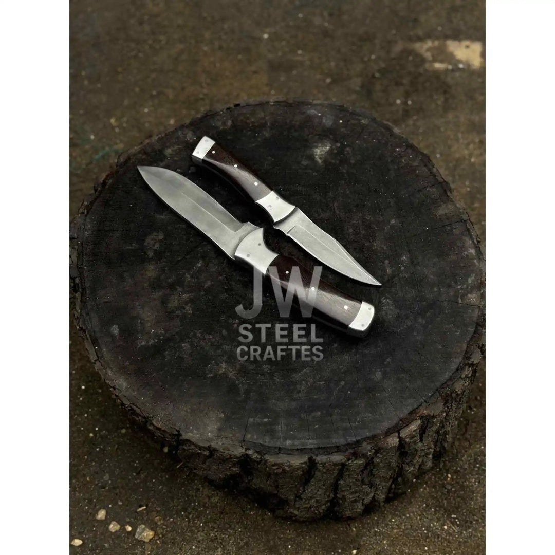 3 - Piece Handmade Steel Kitchen &amp; Outdoor Utility Knife Set – Dark Wood Handles handmade Handmade Chef Knife Sets by JW SteelCrafts
