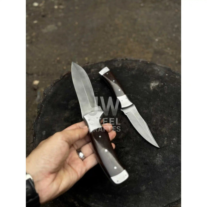 3 - Piece Handmade Steel Kitchen &amp; Outdoor Utility Knife Set – Dark Wood Handles handmade Handmade Chef Knife Sets by JW SteelCrafts