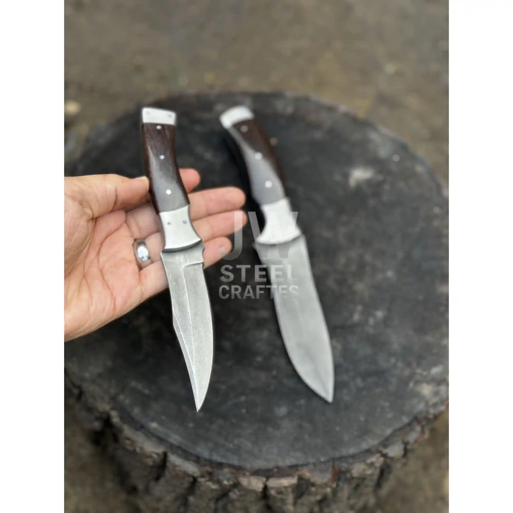 3 - Piece Handmade Steel Kitchen & Outdoor Utility Knife Set – Dark Wood Handles handmade Handmade Chef Knife Sets by JW SteelCrafts