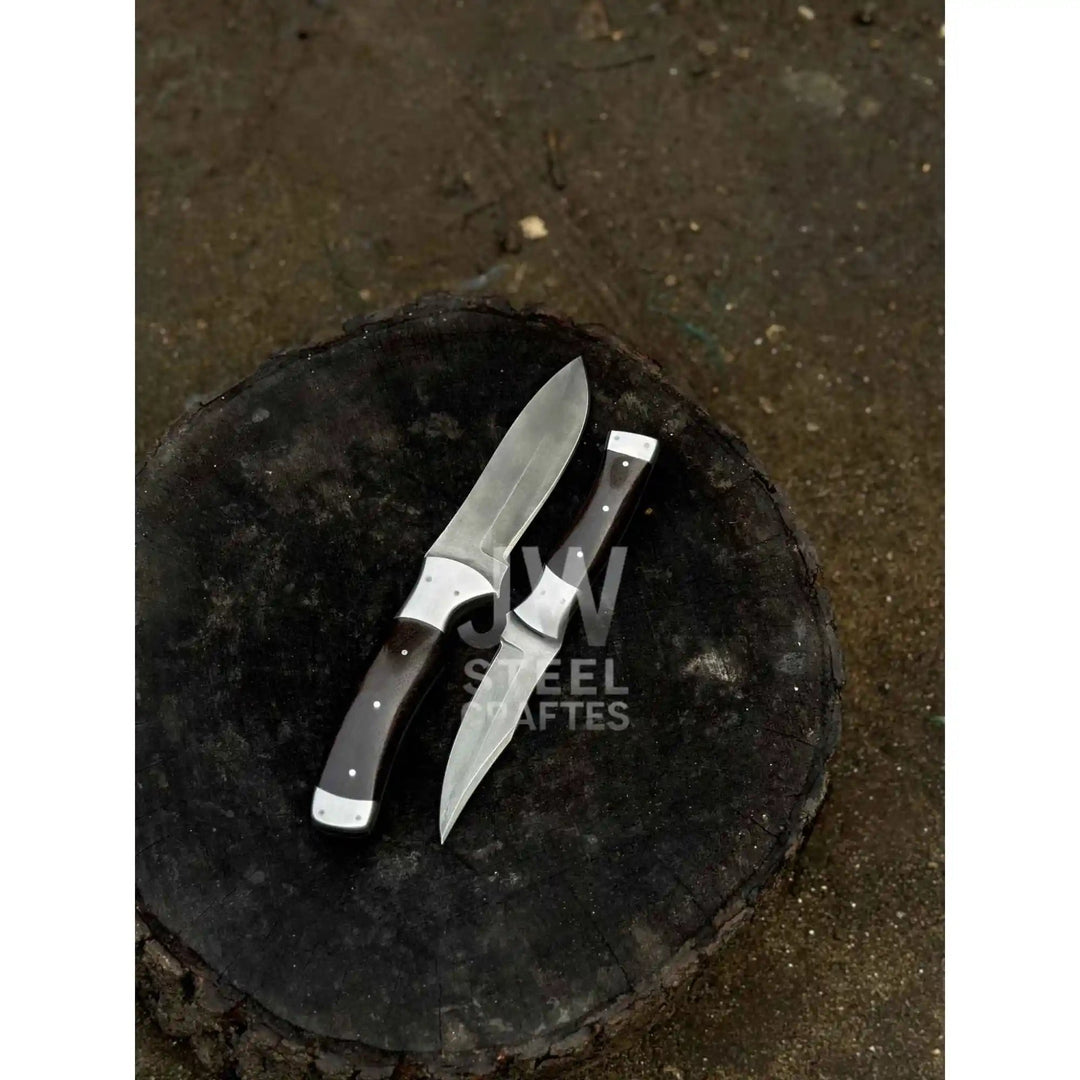 3 - Piece Handmade Steel Kitchen &amp; Outdoor Utility Knife Set – Dark Wood Handles handmade Handmade Chef Knife Sets by JW SteelCrafts