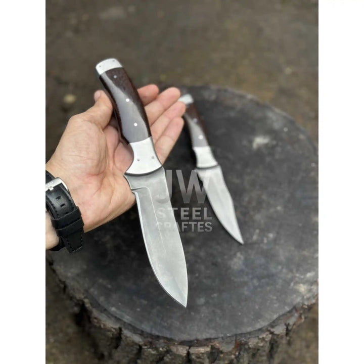 3 - Piece Handmade Steel Kitchen &amp; Outdoor Utility Knife Set – Dark Wood Handles handmade Handmade Chef Knife Sets by JW SteelCrafts