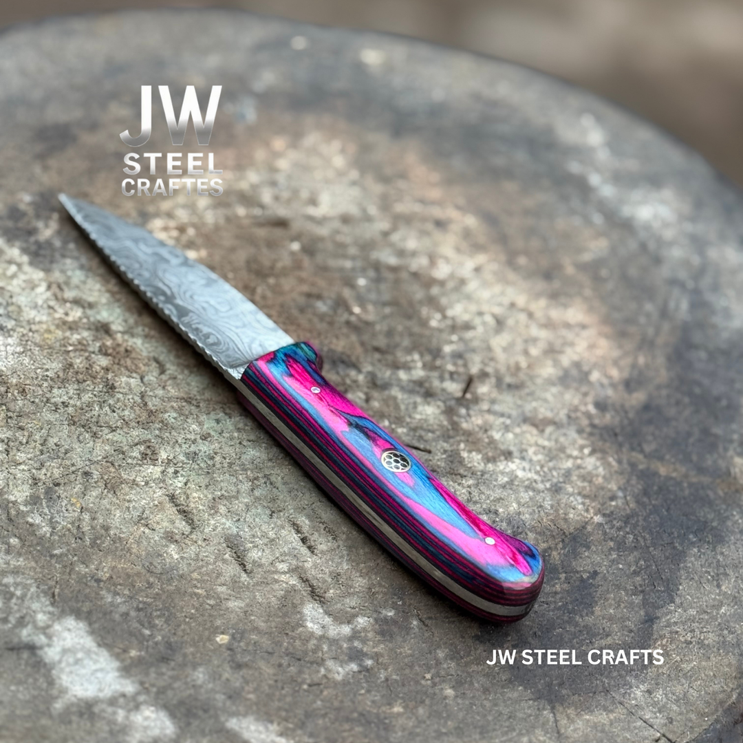 Twilight Resin Bushcraft Knife 8" Pink &amp; Blue Pakka Wood Handle | JW SteelCrafts