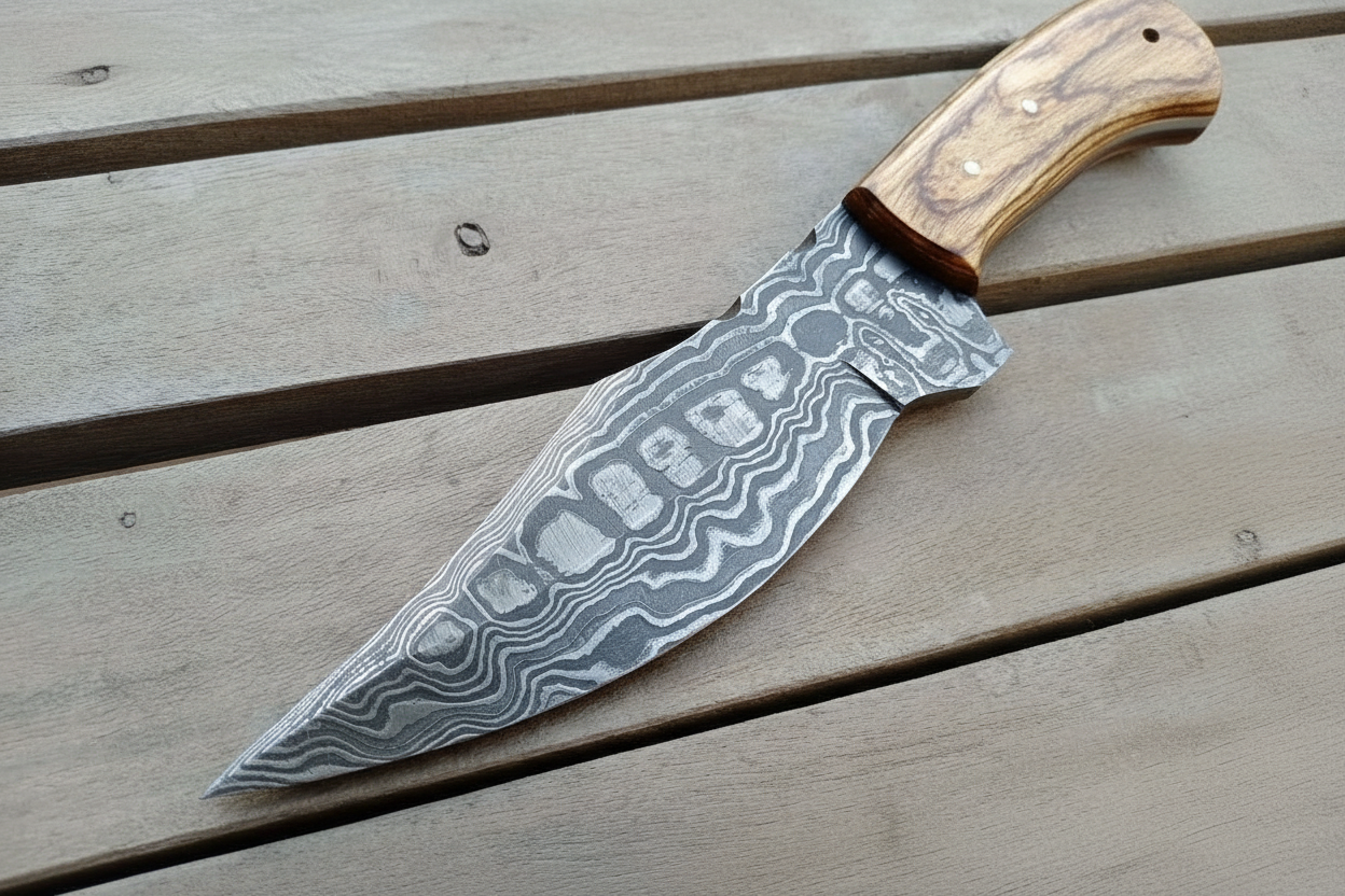 Custom Made Skinner Knife with Premium Wood Handle – Handmade Hunting Blade