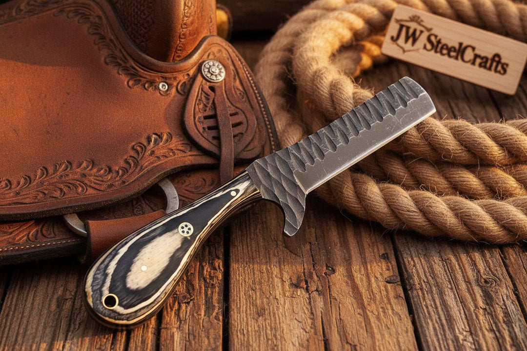 Ranchero Bull Cutter Knife 7" Handmade Damascus Tanto Point